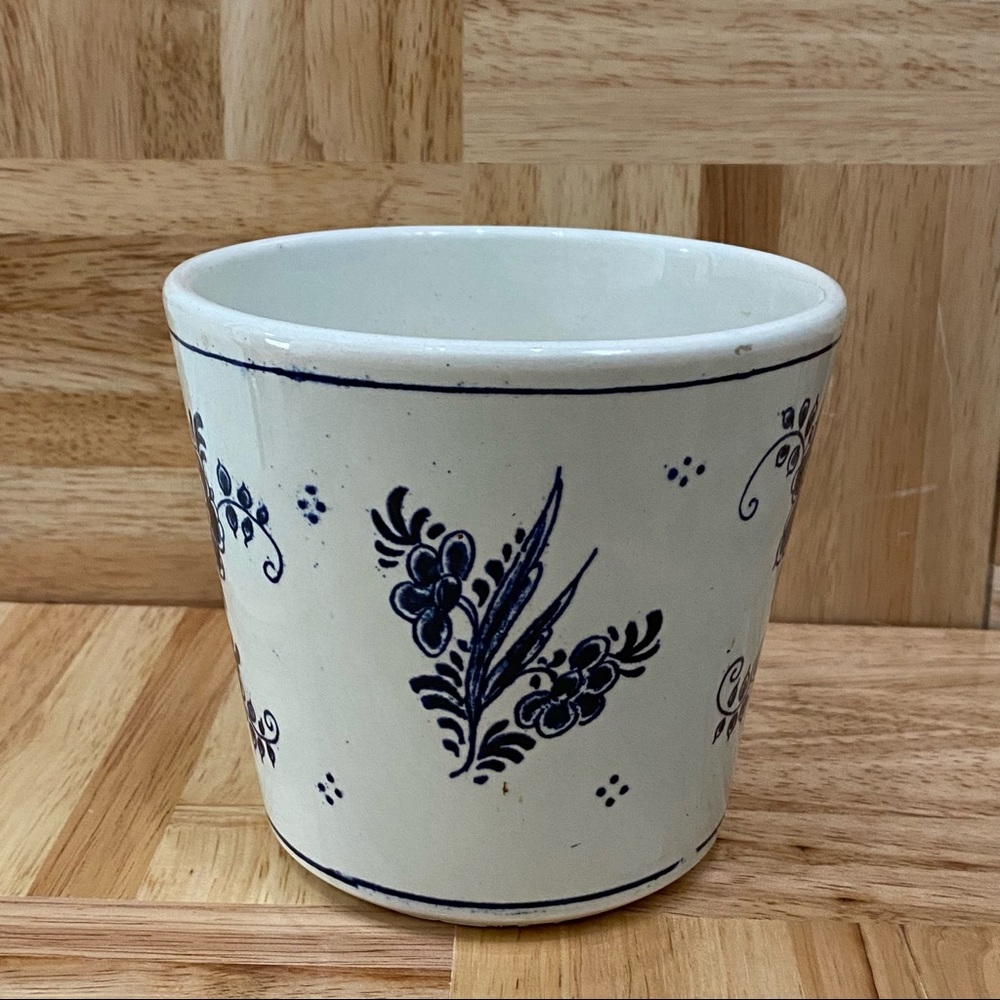 Vintage DELFT Blue Delft Blauw Holland Pottery Windmill 5” Blue & White Planter - Picture 4 of 14
